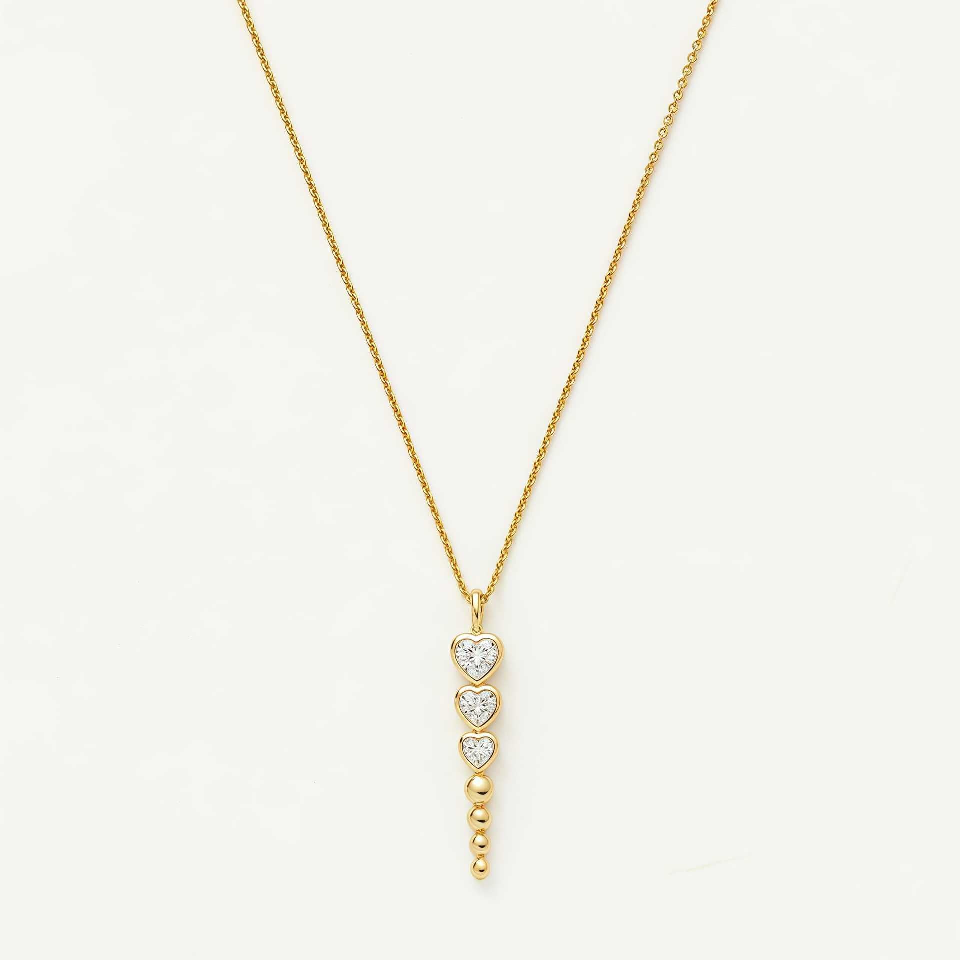 18K Gold Multi-layer Heart Zircon Stackable Necklace, Luxe Gold Tone Heart Pendant for Commute Daily Wear