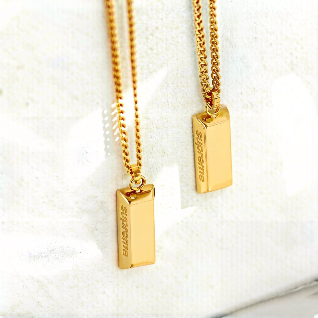 14K Gold Bar Pendant Necklace – Minimalist Everyday Gold Necklace