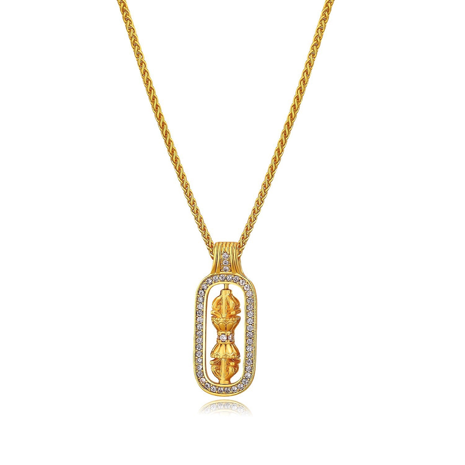 18K Vajra Pendant, Luxury Vintage Rotatable Necklace
