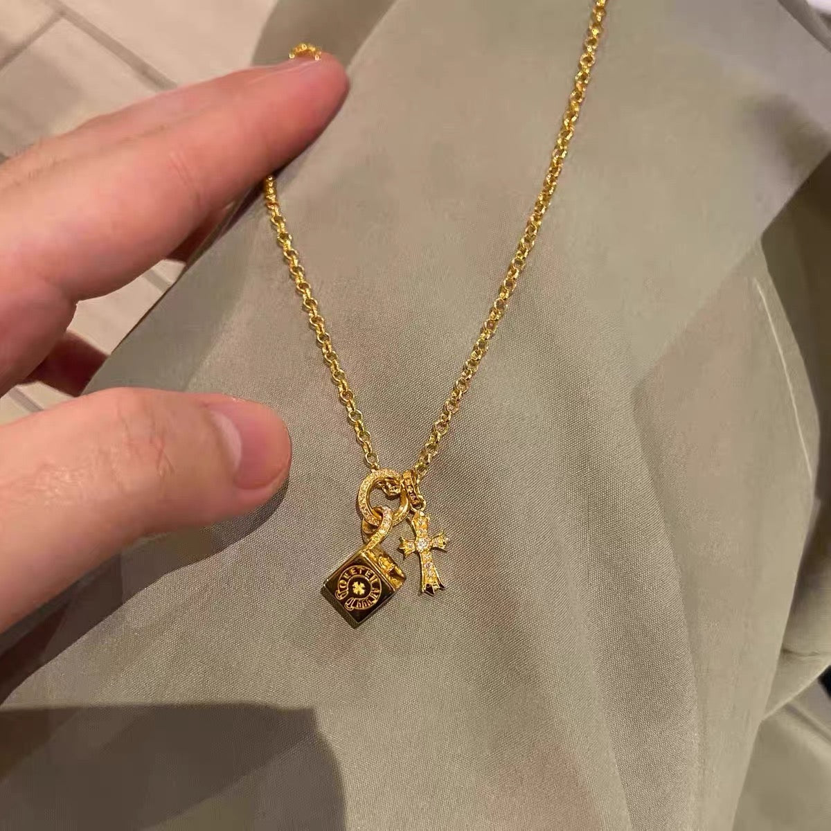 Latest Solid Cross Dice Pendant Necklace
