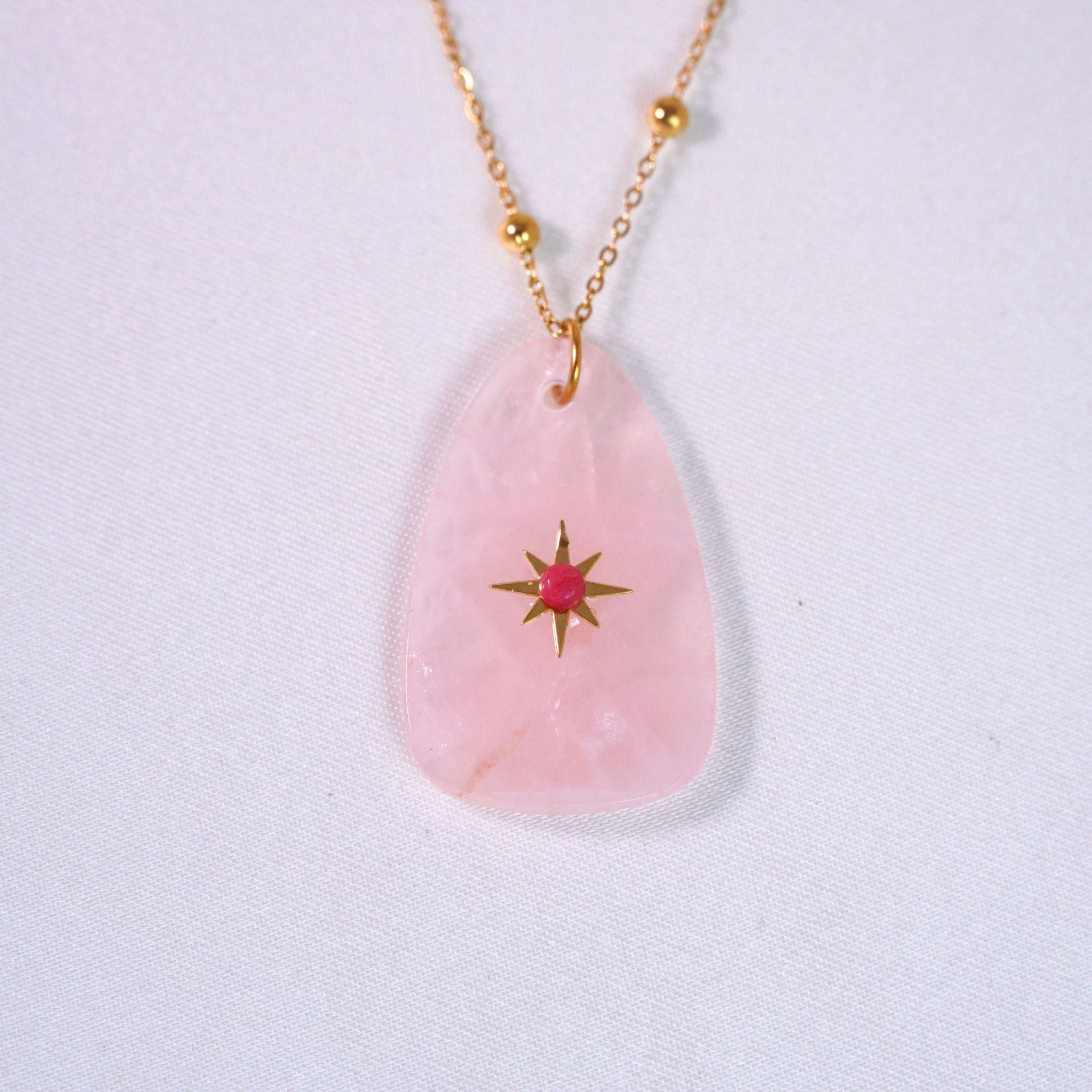 Natural stone stacking 14K gold simple high-end handmade necklace