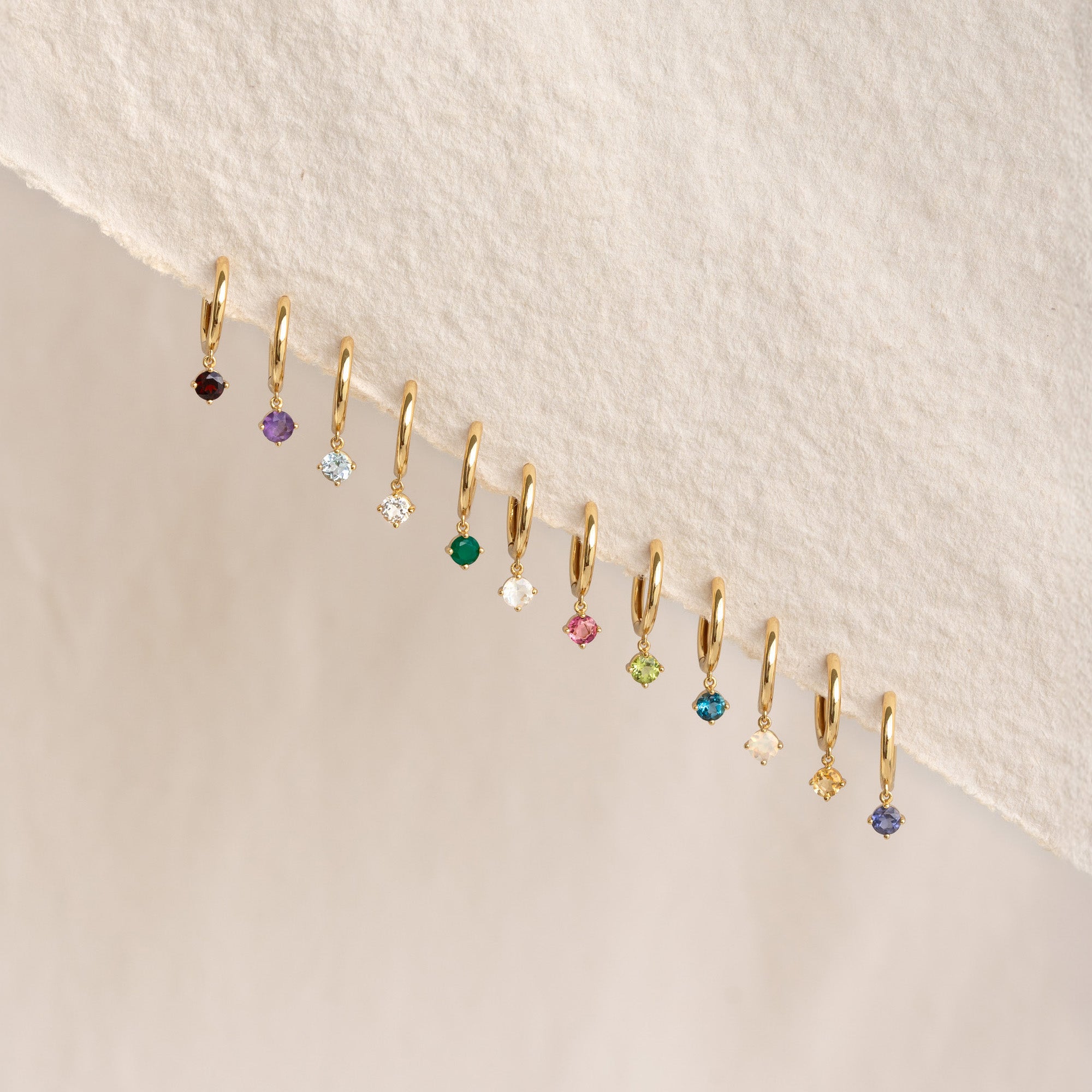 April Birthstone Drop Huggie Earrings - White Topaz