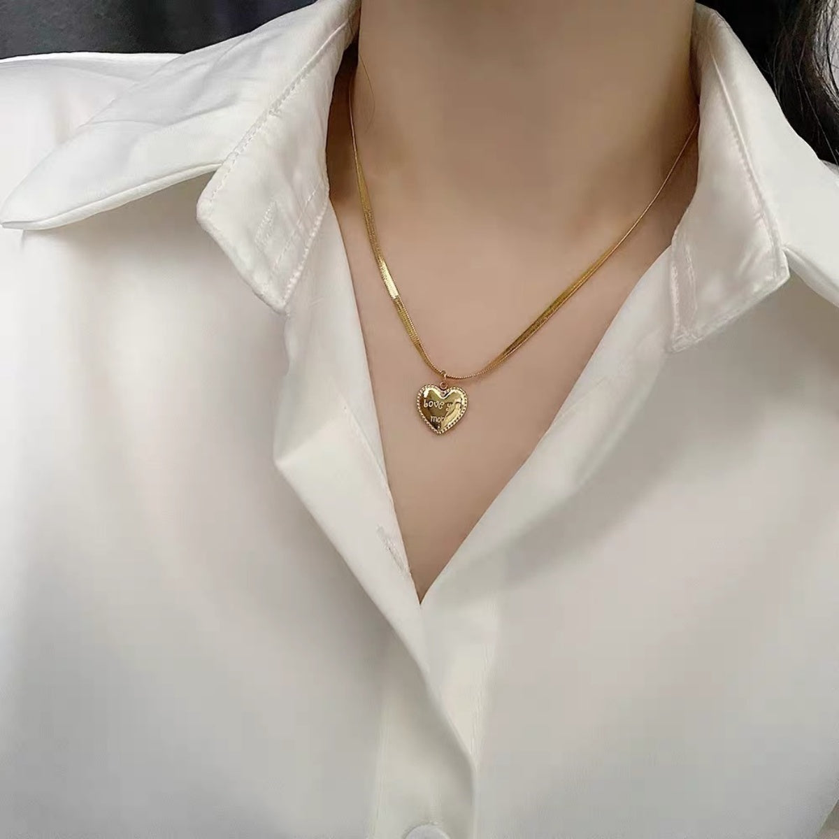 14K Gold 'Love You More' Heart Pendant Necklace