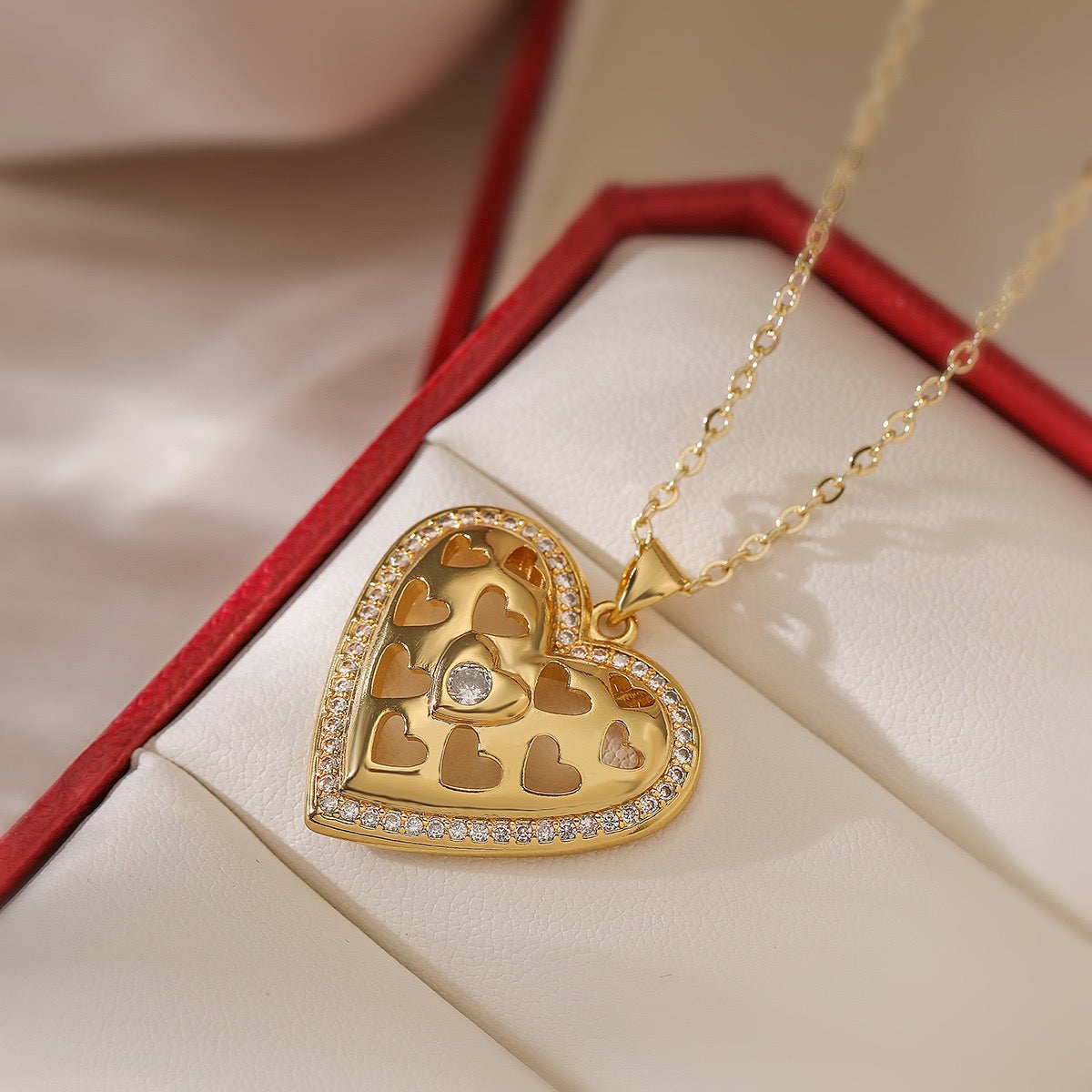 14K Gold Warm Sun Heart Necklace