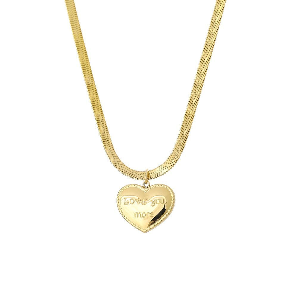 14K Gold 'Love You More' Heart Pendant Necklace