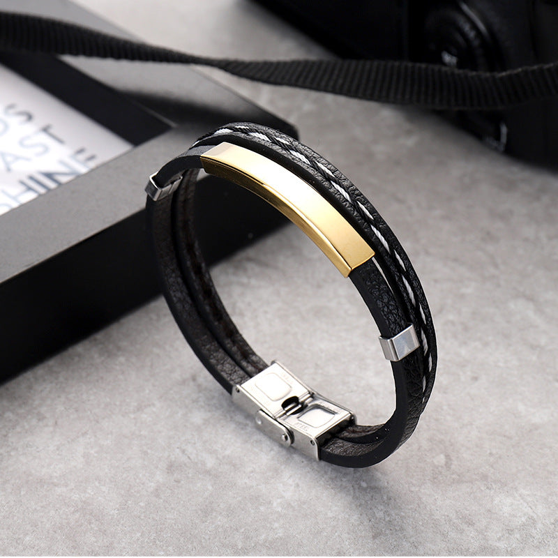 Personalized Braided Leather Bracelet