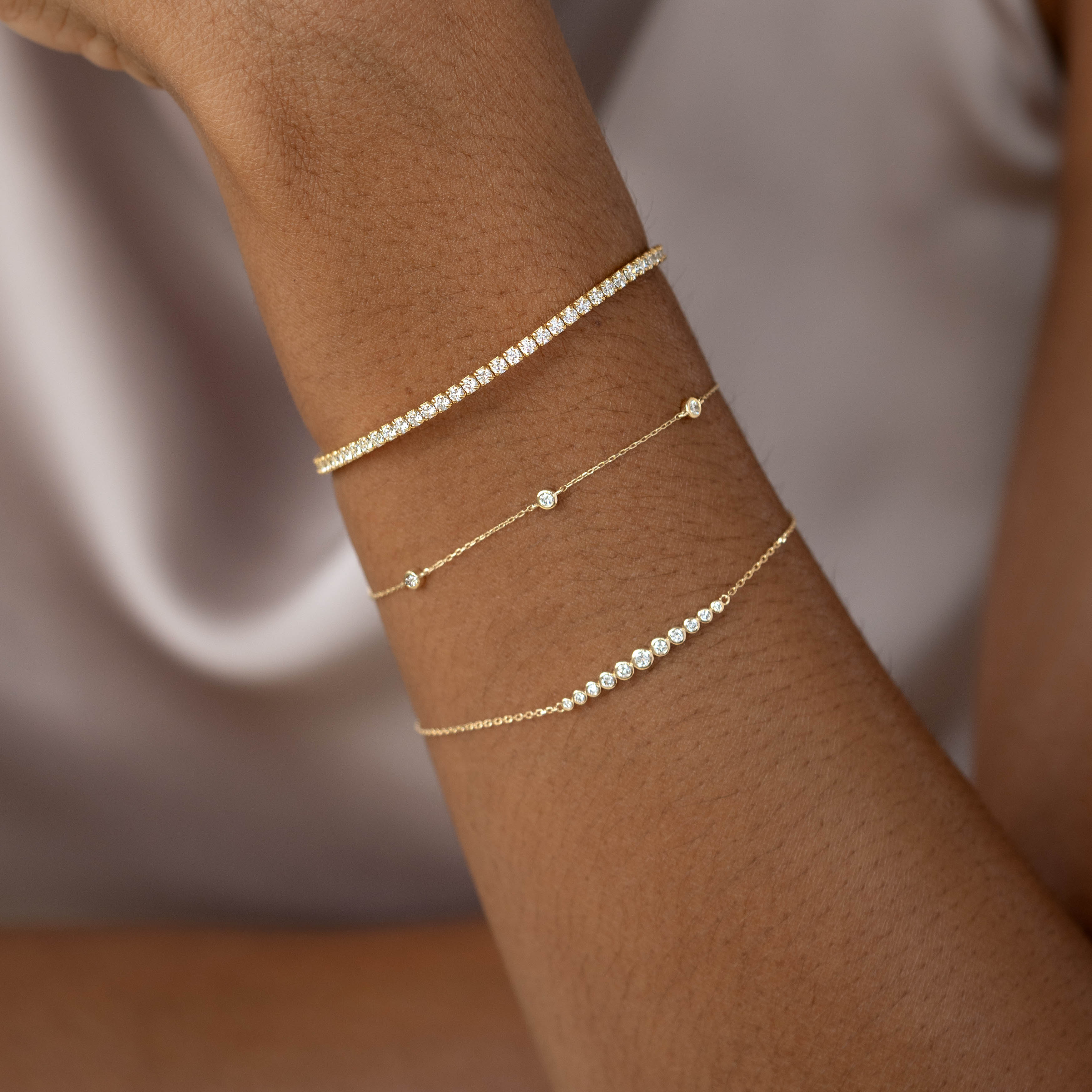 Bezel Set Diamond Bracelet 14k Gold - Vilda