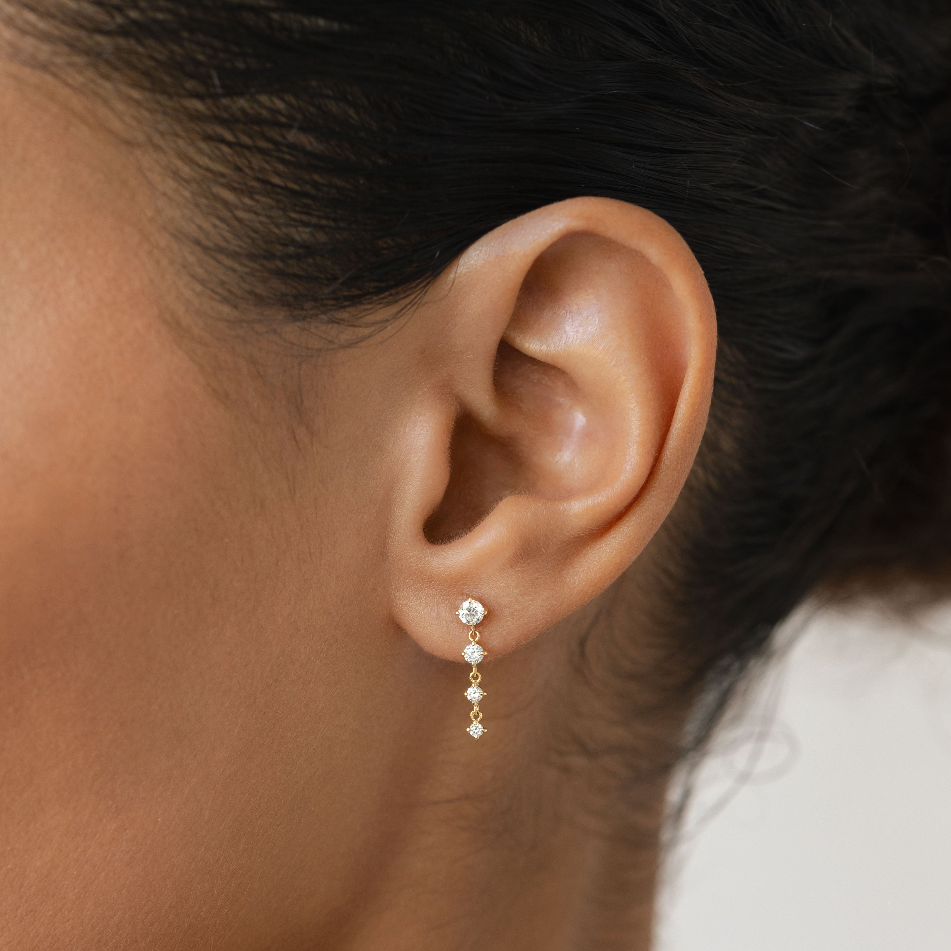Diamond Drop Earrings 14k Gold - Helmi