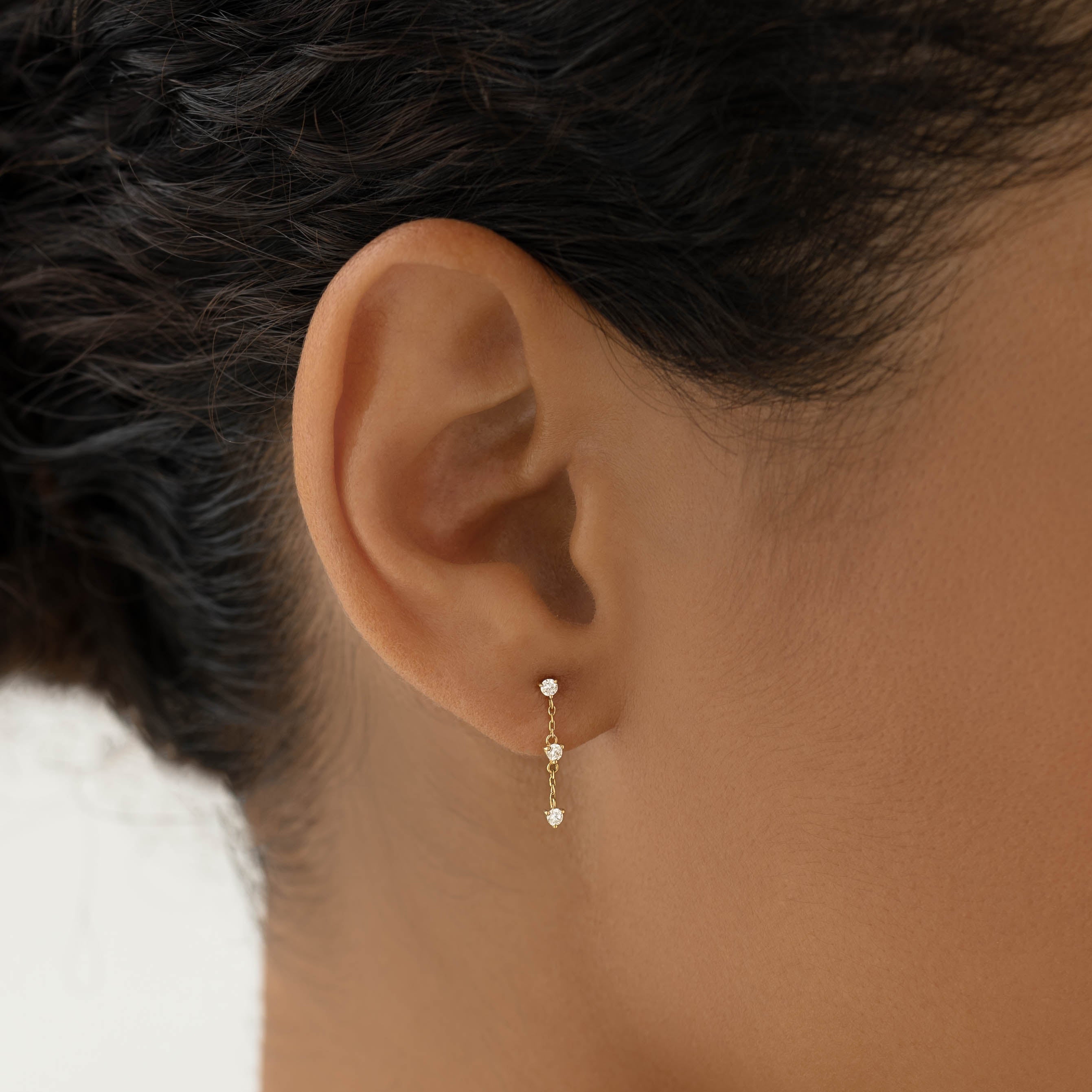 Diamond Drop Earrings 14k Gold - Alessia