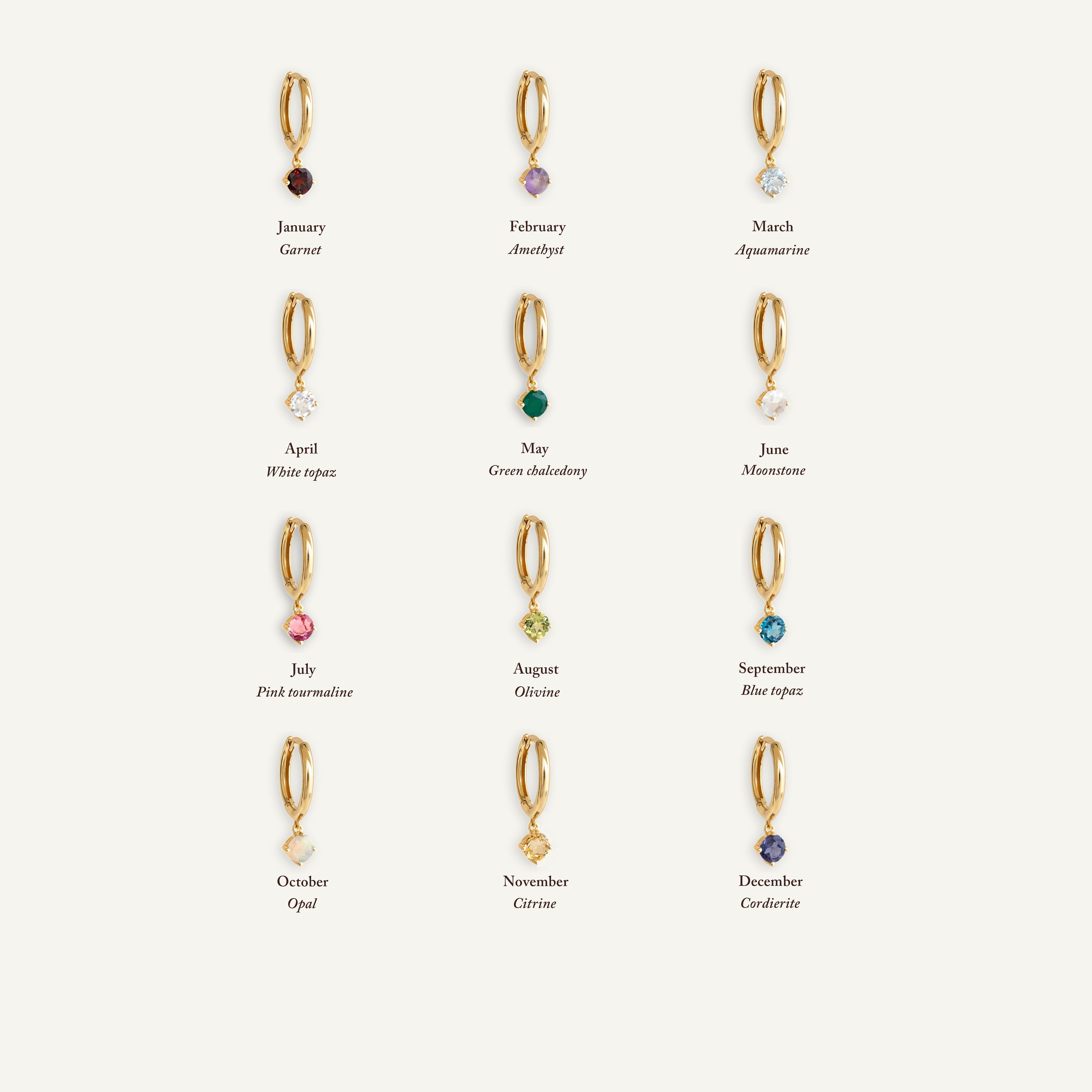 October Birthstone Drop Huggie Earrings - Opal